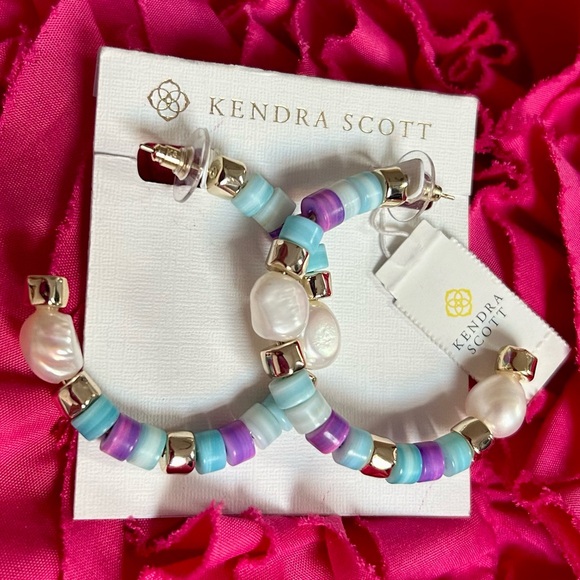 NWT Rachel Pearl Beaded Hoop Earrings - Picture 2 of 10